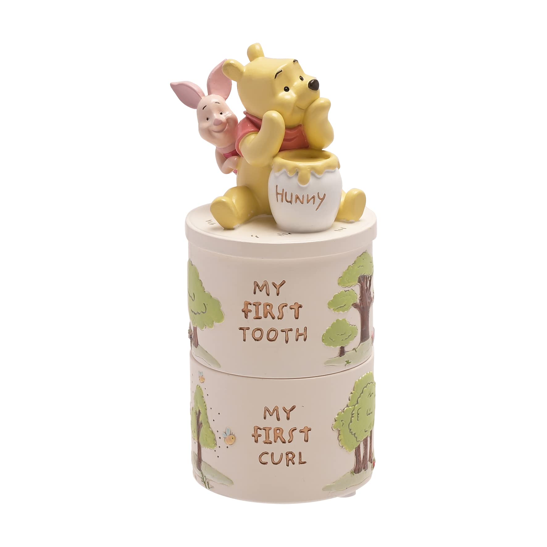 Disney Winnie The Pooh Resin Tooth And Curl Trinket Box Set, Yellow