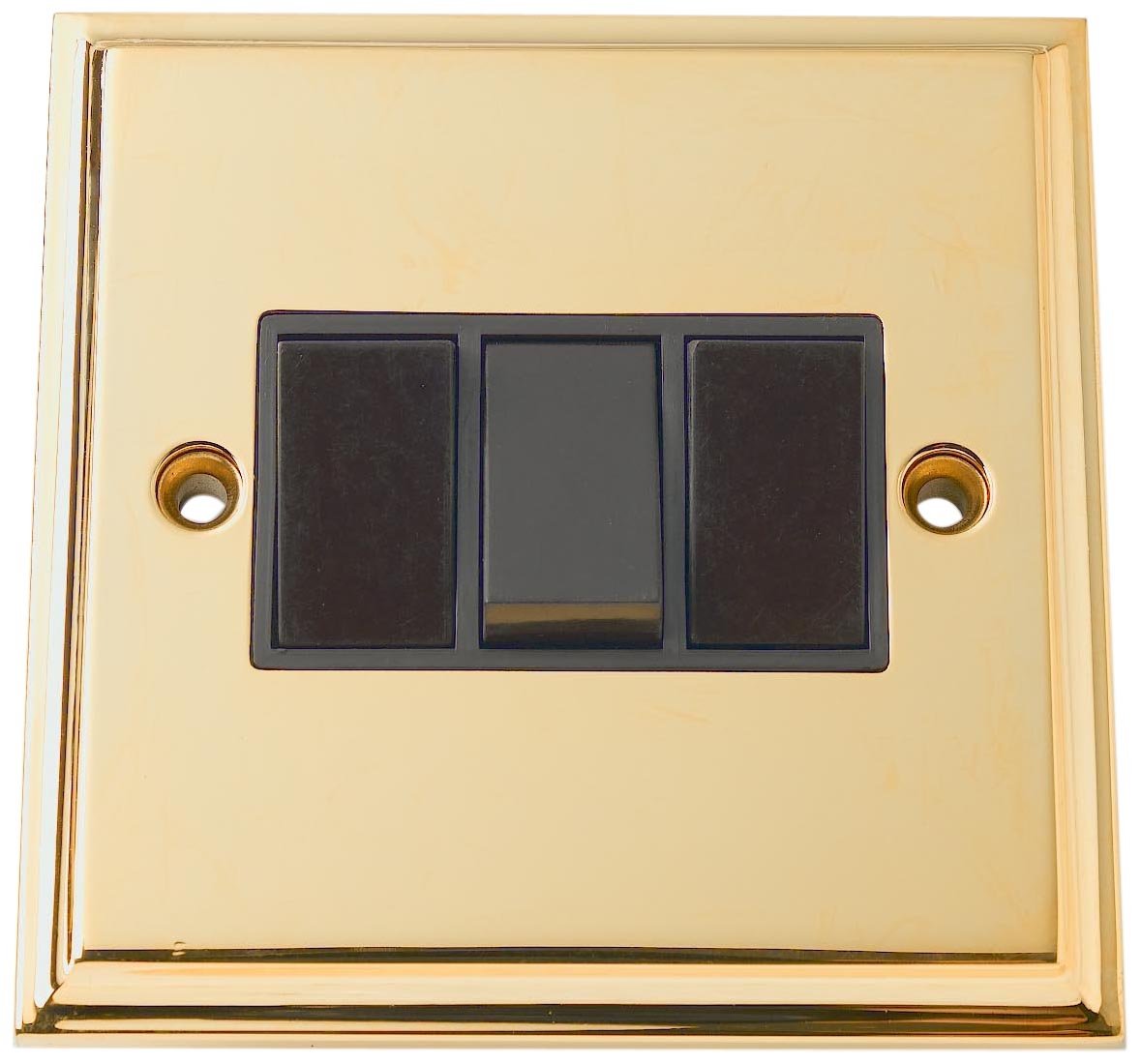 Merriway BH02736 Switch - Wall 3-Gang 2Wy Rocker Brass Victorian -1 Pcs