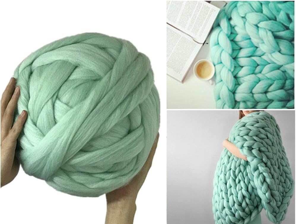 Arm Knitting Yarn Chunky Wool Yarn Bulky Wool Yarn Giant Knit Yarn Extreme Knitting (2.2lbs/1kg, Fern Green)