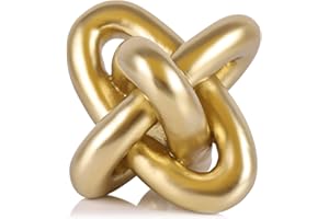 XMGZQ Gold Knot Decor for Coffee Table Book,Chain Link Living Room Decor Item for Bookshelf Entryway Nightstand TV Stand,Minimalist Knot Sculpture for Home Living Room,Centerpiece Table Decorations