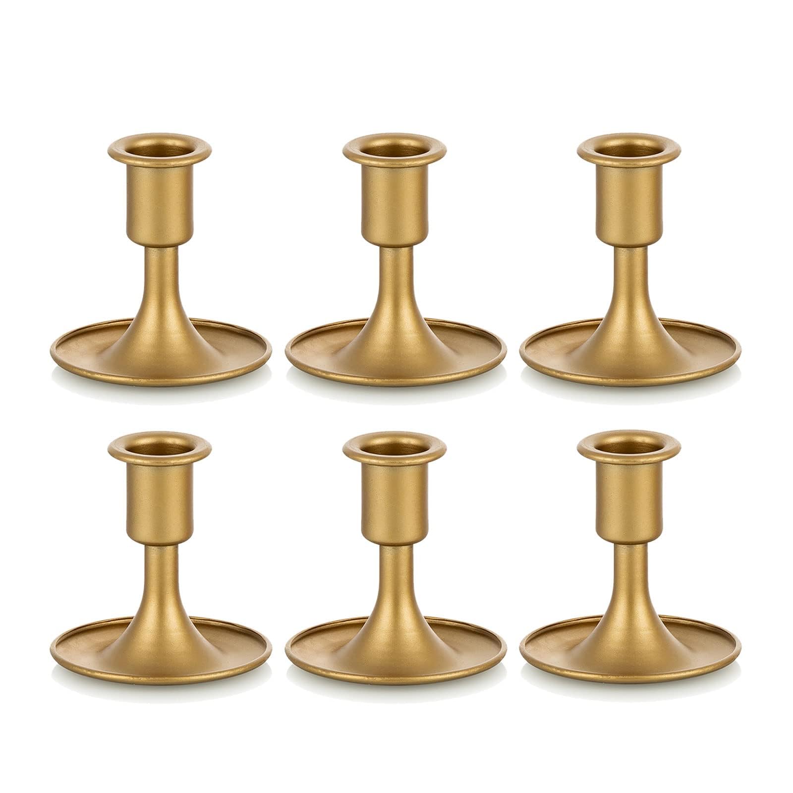 Candlestick Holders Taper Candle Holders, Romadedi Gold Candle Stick Candle Holder for Table Centerpiece,Wedding Reception,Festive Christmas Mantel Decoration or Home Decor, Set of 6