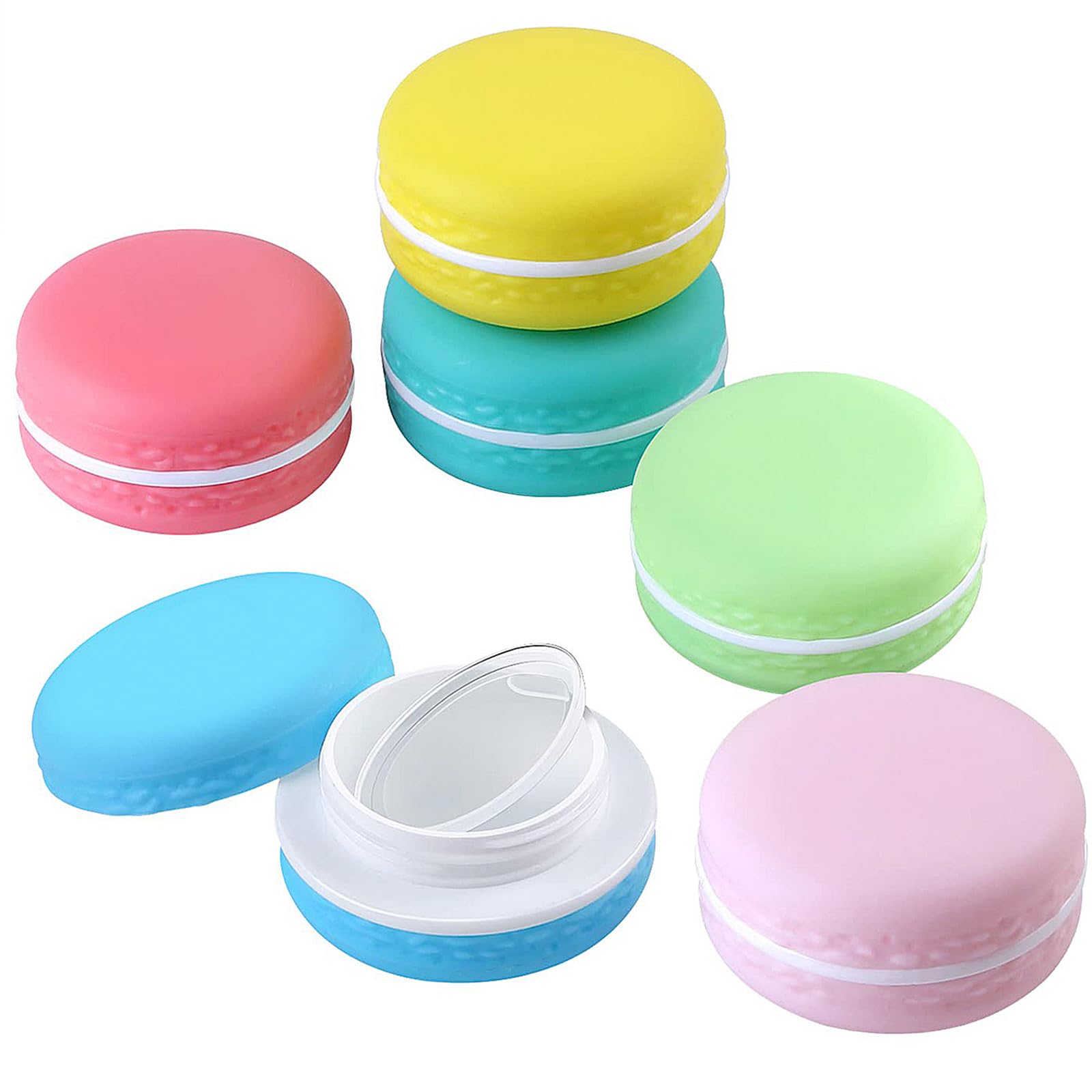 Travel Makeup Sample Pots - Leakproof Mini Jars for Creams, Cosmetics, Toiletries & Moisturizer with Labels (Plastic, 6 Pcs)