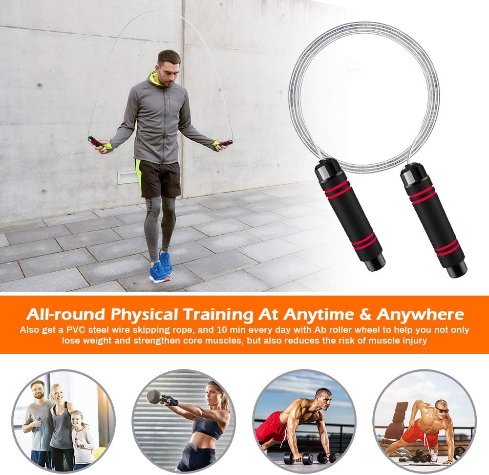 Intsun Ab Roller Wheel 5'' Wider Abs Wheel Exercise Equipment with 10ft Jump Rope Ab Trainer Workout Machines for Women Men Core Strength & Abdominal Trainers, Exercise & Fitness Home Gyms : Sports & Outdoors