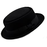 NYFASHION101 Mens Crushable Wool Felt Porkpie Hat w/Feather