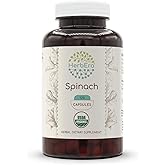 HerbEra Spinach 120 Capsules, 500 mg, USDA Organic Spinach (Spinacia oleracea) Dried Leaf (120 Capsules)
