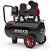 Nessxa 8 Gallon Ultra Quiet Air Compressor, 1.5HP 4.52 CFM, Max 115 PSI Oil-Free Air Compressor Tank, 110V/60hz, 70dB Air Compressor for Car Repair, Spray Painting, Woodwork Nailing