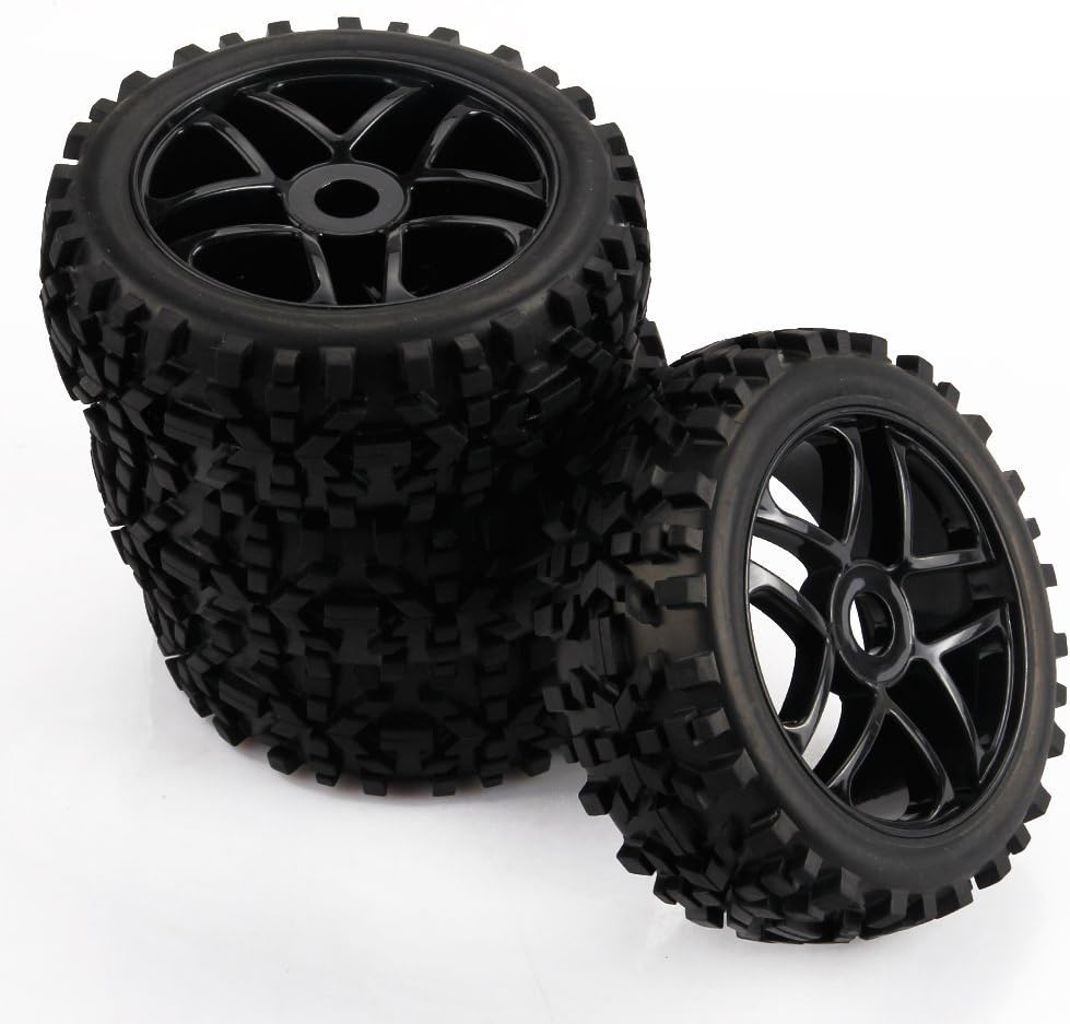 Yiguo 4pcs RC 1:8 Scale Off Road Car Buggy RC Tires Tyre and Wheels for Redcat HSP HPI Black