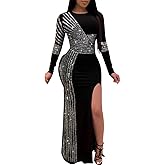 Women Long Sleeve Birthday Dresses Sexy hot Diamond Process Sexy Dress Party Club Night Dress…