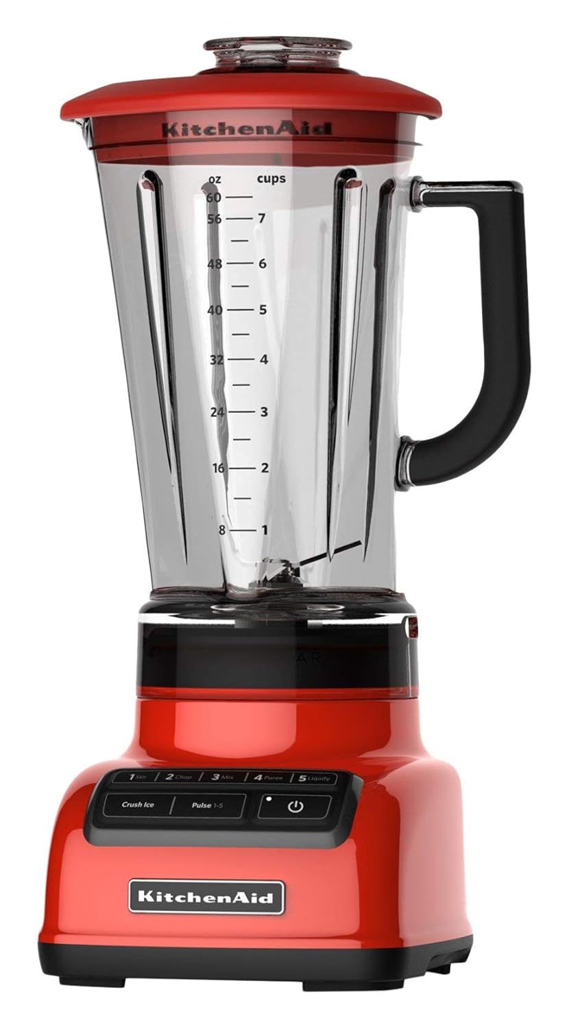 KitchenAid KSB1575HT 5-Speed Diamond Blender with BPA-Free Pitcher, 60 oz, Hot Sauce (Renewed)