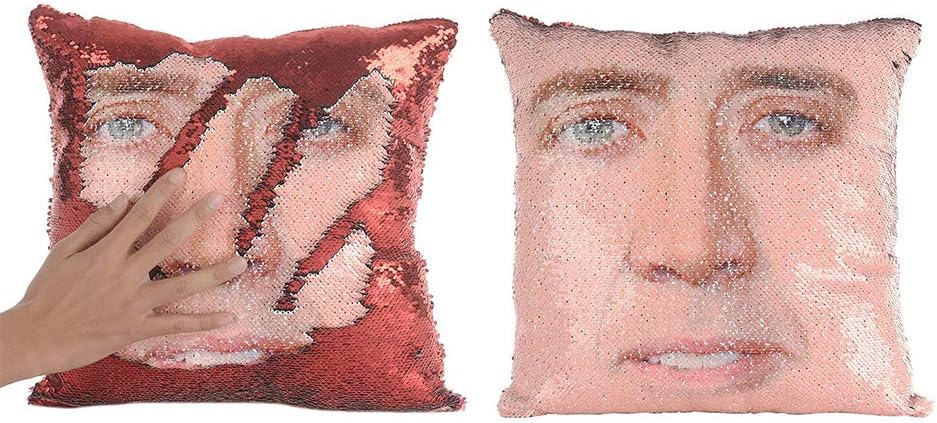 Kacniohen Nicolas Cage Gesicht Reversible Sequin Kissenbezug Kissen Dekorative Magie Kopfkissenbezug Fur Sofa Couch Wohnzimmer Bett Dekorative Amazon De Kuche Haushalt