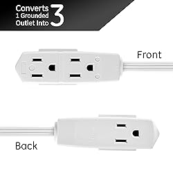 GE 3-Outlet Flat Extension Cord 8 Ft Grounded