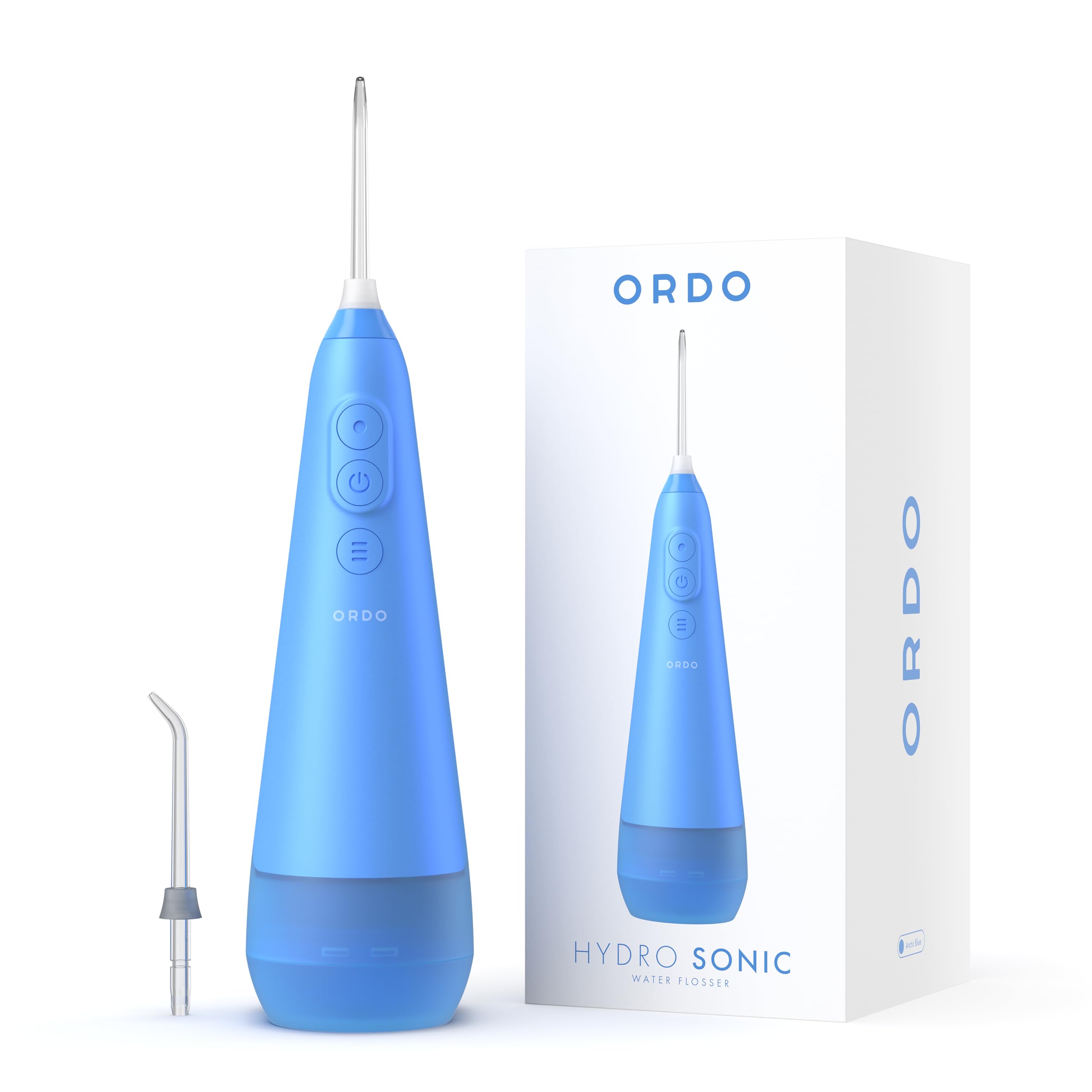Ordo Water Flossers for Teeth, Cordless IPX7 Waterproof Oral Irrigator, 3 Pressure Settings, Portable, Rechargeable Electric Sonic Flosser, Dental Professional Recommended, Arctic Blue