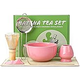 Matcha Whisk Set, 7 Pcs Matcha Kit with Matcha Bowl, Spout, Whisk and Holder, Bamboo Scoop and Stainless Steel Sifter, Japanese Matcha Set for Ceremony, Gift for Matcha Lover