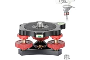 Koolehaoda Tripod Head Leveling Base Camera Leveler, Aluminum Tripod Leveler Stand with +/-5° Precise Angle Adjustment, 3/8" Thread for DSLR Camera Photography Tripod Panoramic Head