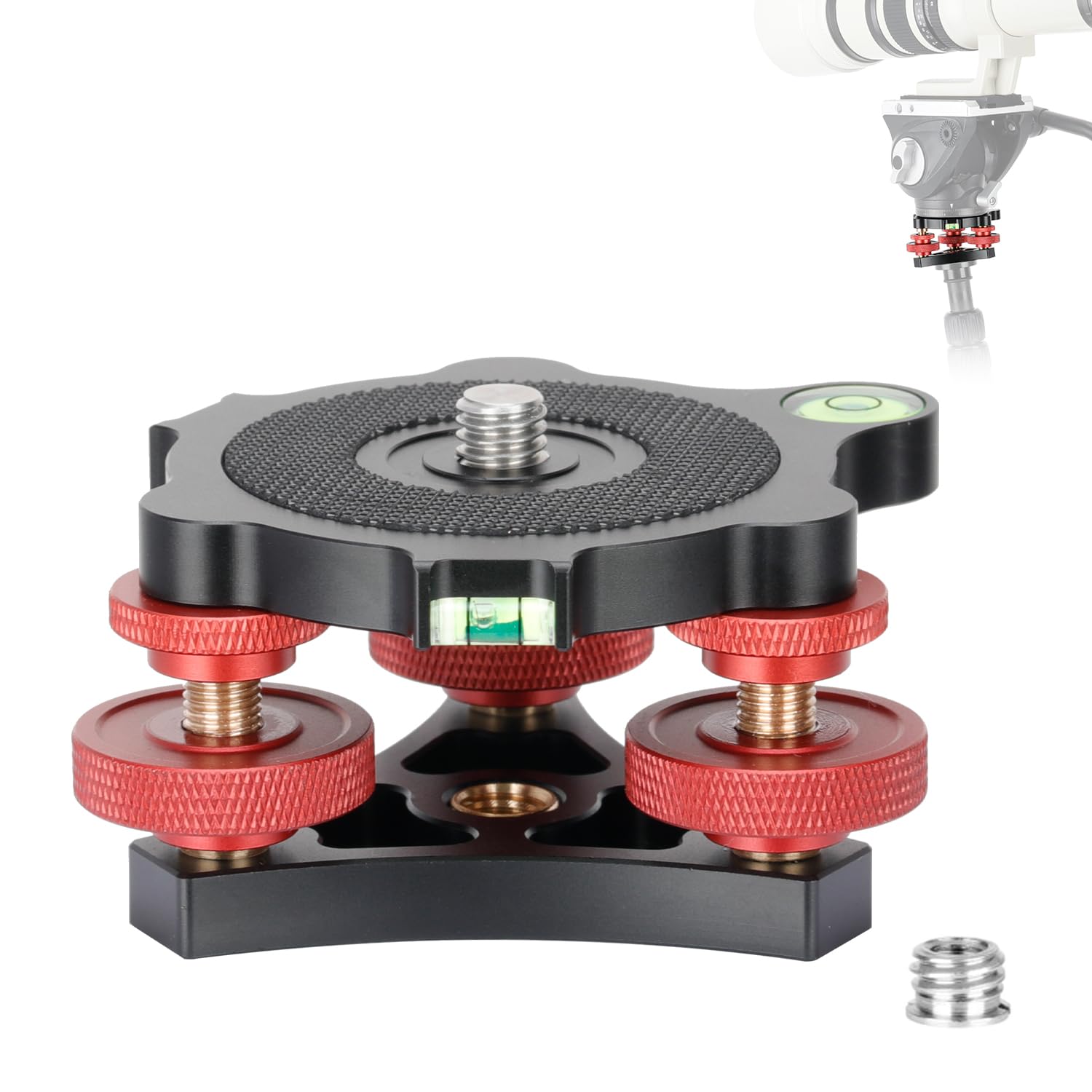 koolehaoda Leveler with Bubble Level LP-64 for Tripod 3/8 Mounting Screw 3 Adjustment Dials for Camera Tripod