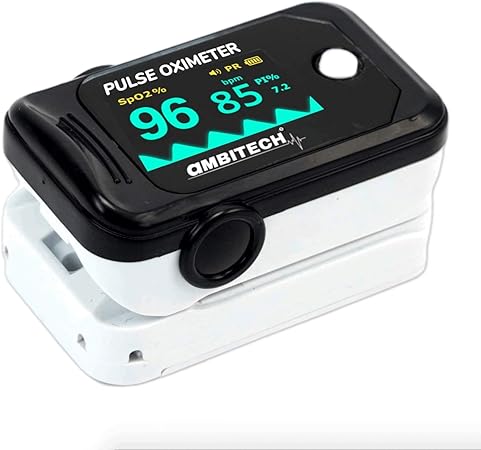 AmbiTech High Accuracy Fingertip Pulse Oximeter, SpO2, Perfusion Index with OLED Display (Made in India-Black)