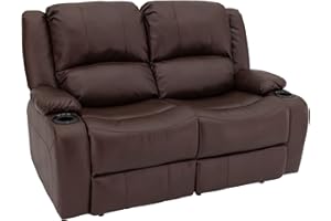 RecPro Charles 58" Powered Double RV Wall Hugger Recliner Sofa RV Loveseat with Upgraded 2023 Fabric (Mahogany)