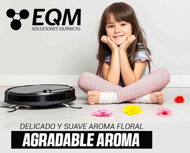 EQM - ECO-217 - Limpador de Pavimentos para Robôs de Limpeza - 2x1 L - Adequado para Qualquer Superfície graças ao seu pH Neutro - Aroma Floral Agradável