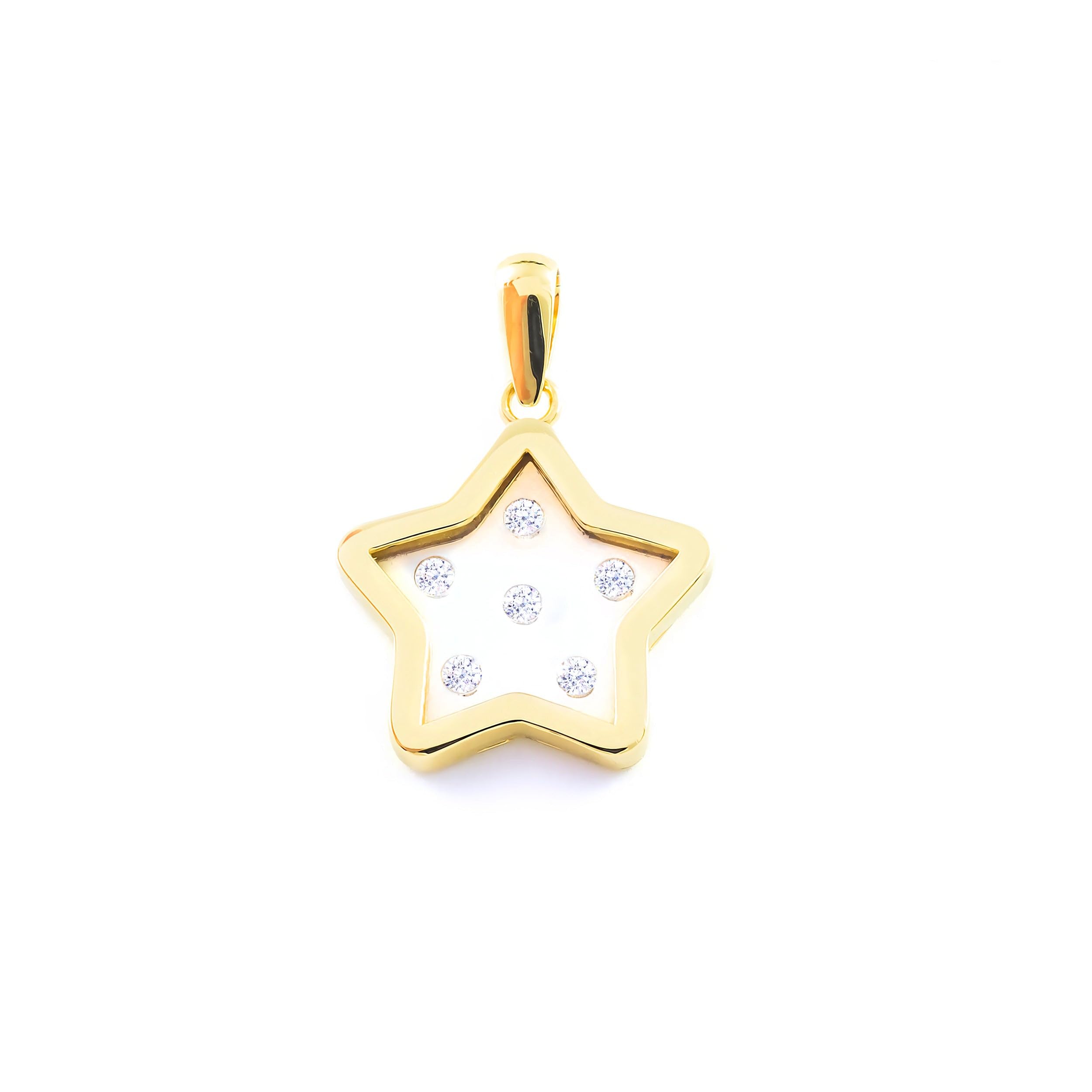 Monde Petit 9ct Yellow Gold girl zirconia star Pendant