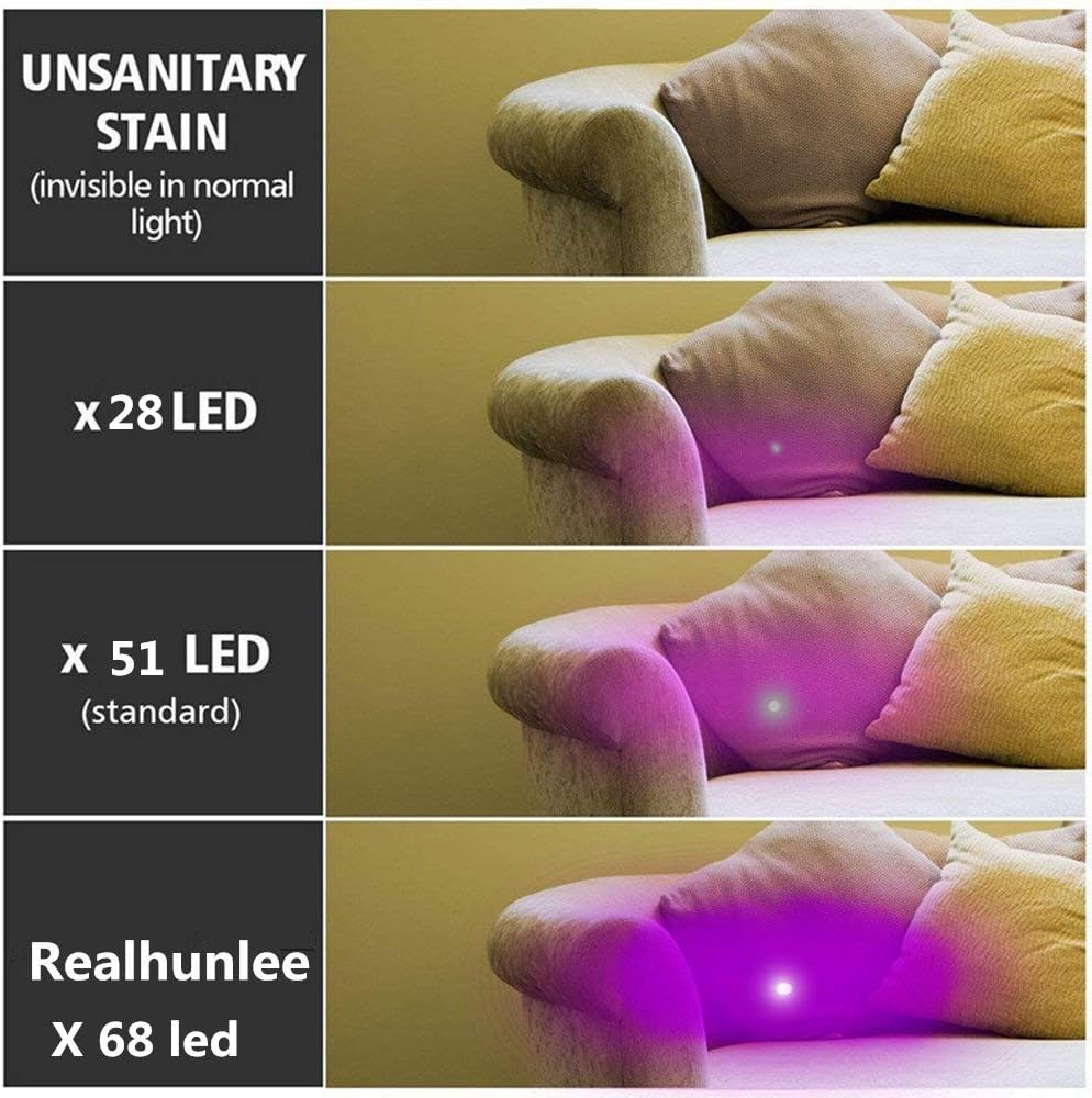REALHUNLEE Auto Air Conditioner Leak Detector Tool Flashlight Oil AC Dye Leak Test Detection Kit Pro 68 LED Flashlight with UV Protective Glasses: Automotive
