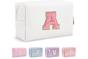 Bhyzdi Birthday Gifts for Women Wife, Travel Makeup Bag Chenille Letter Pouch Cosmetic Bag, Makeup Travel Organizer, Monogram