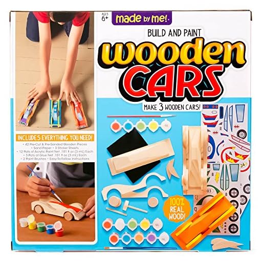 Made By Me Build & Paint Your Own Wooden Cars by Horizon Group Usa, DIY Wood Craft Kit, Easy To Assemble & Paint 3 Race Cars, Multicolored - Image 5