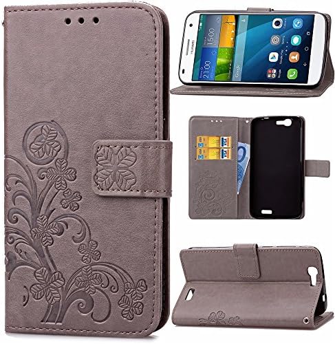 For cellphone Cases, PU Leather Wallet Case [Stand/Card Slot] with Wrist Strap Lanyard Flip Case Cover for Huawei Ascend G7 ( Color : Gray , Size : Huawei Ascend G7 )