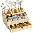 PLUMEQUICK Fine Silverware Storage Box with Pull Out Drawer, 13.1” x 9.76”, Large Kitchen Counter Organizer for Flatware and Utensils, Decorative Home Decor Tarnish-Free