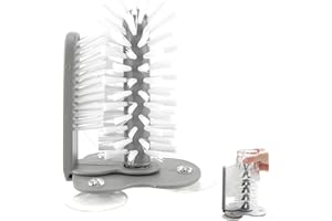 HERCHR Glass Washer for Sink, Bottle Cleaning Brush Glass Cup Washer for Sink with Suction Base for Beer Cup, Long Leg Cup, Red Wine Glass