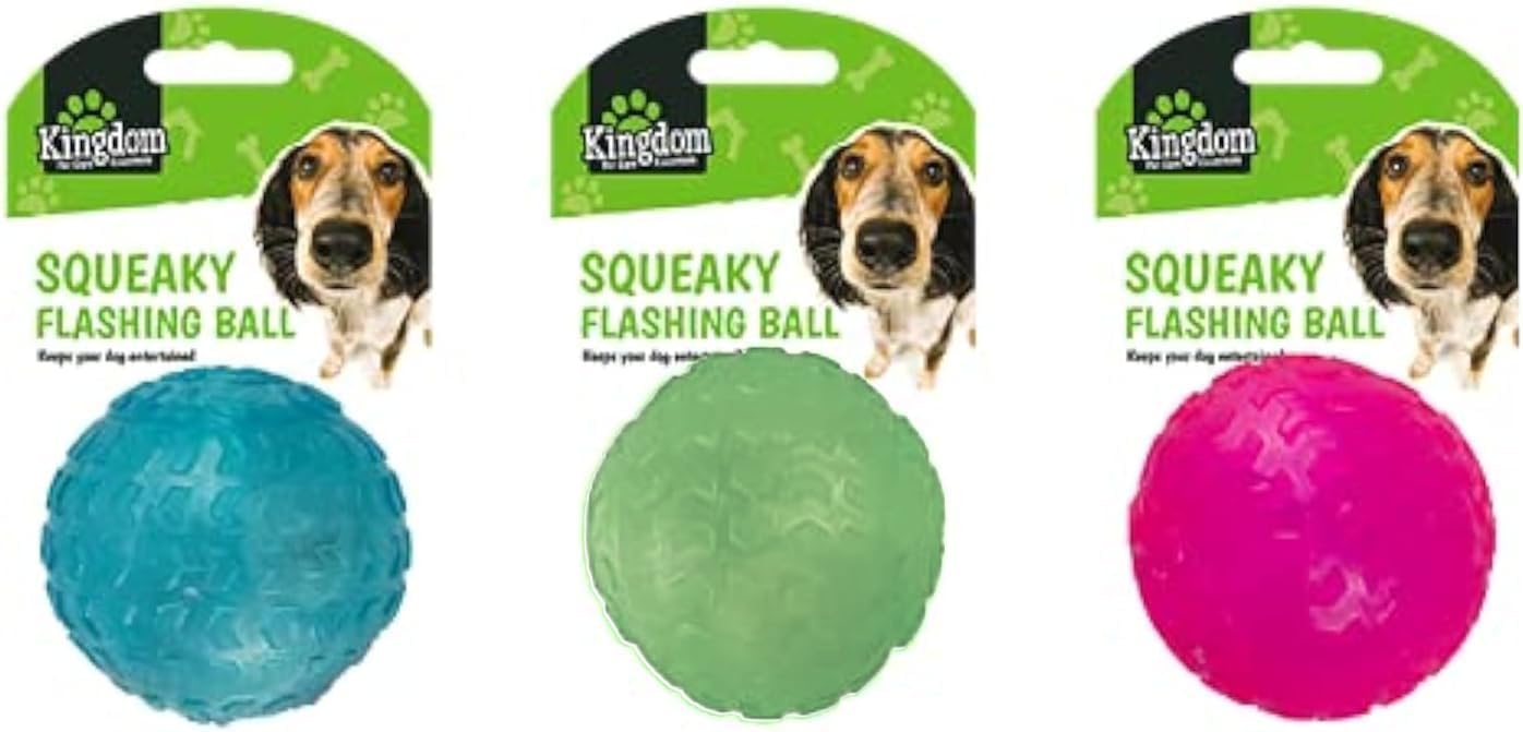 D.A.Y. Republic 3 Pack 5.5cm 2” Floatable Squeaky Bouncy LED Flashing Non-Toxic Vinyl Pet Balls, Small to Medium Breed Dogs, Colours Sent at Random