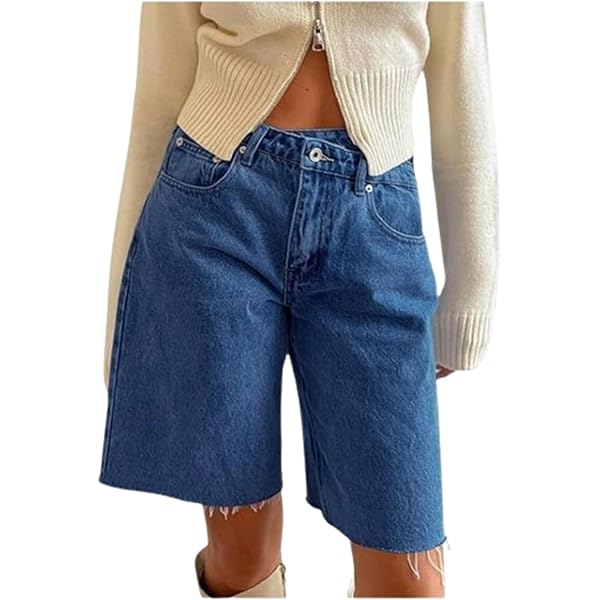 パンツ 00s airwalk baggy denim shorts y2k American Vintage High Waist Mid Long Baggy Denim Shorts