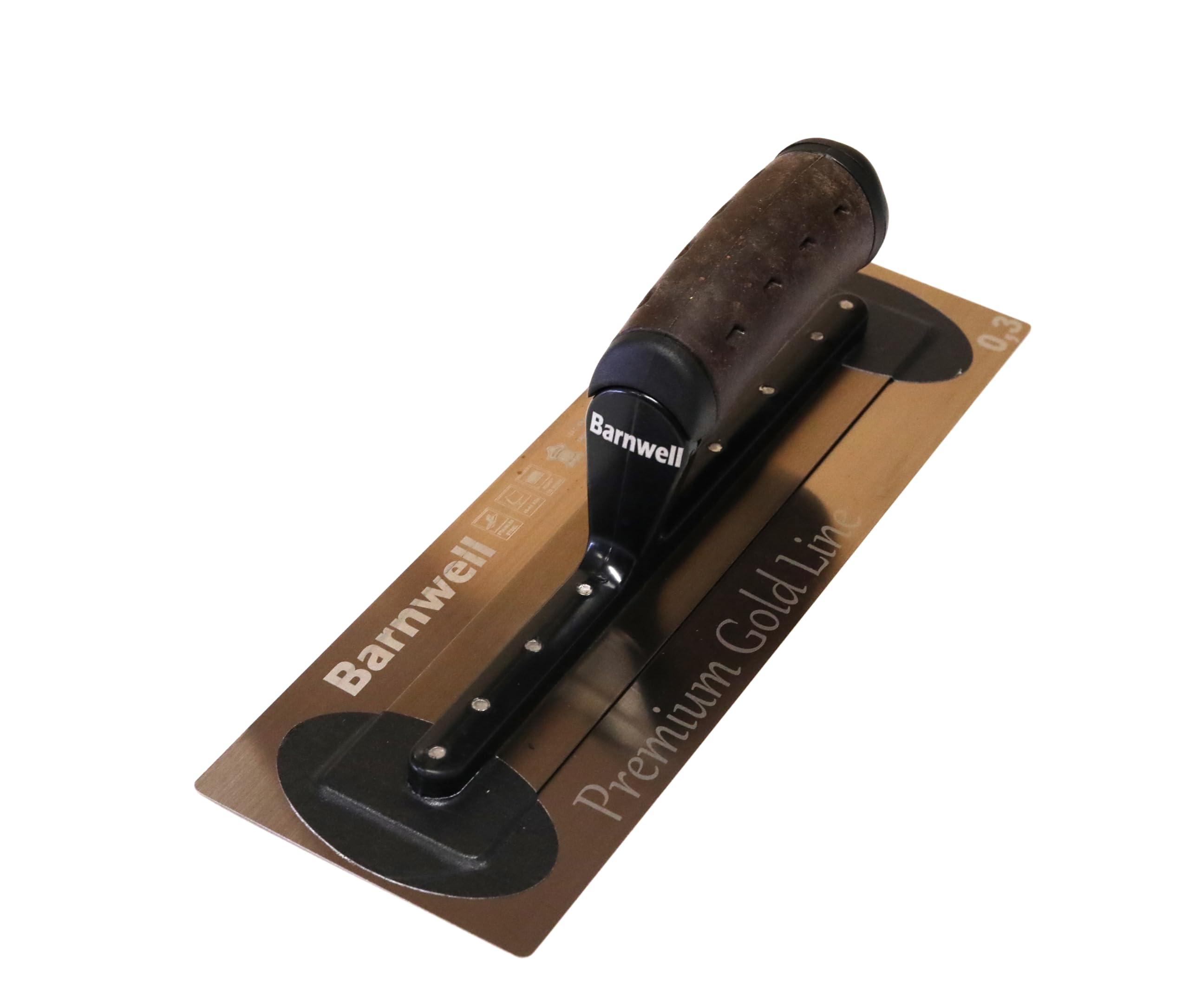 Barnwell Premium Flexi Gold Leather Handle Finishing Plastering Trowel Stainless Steel (11" - 18") (12" x 4" Wide)