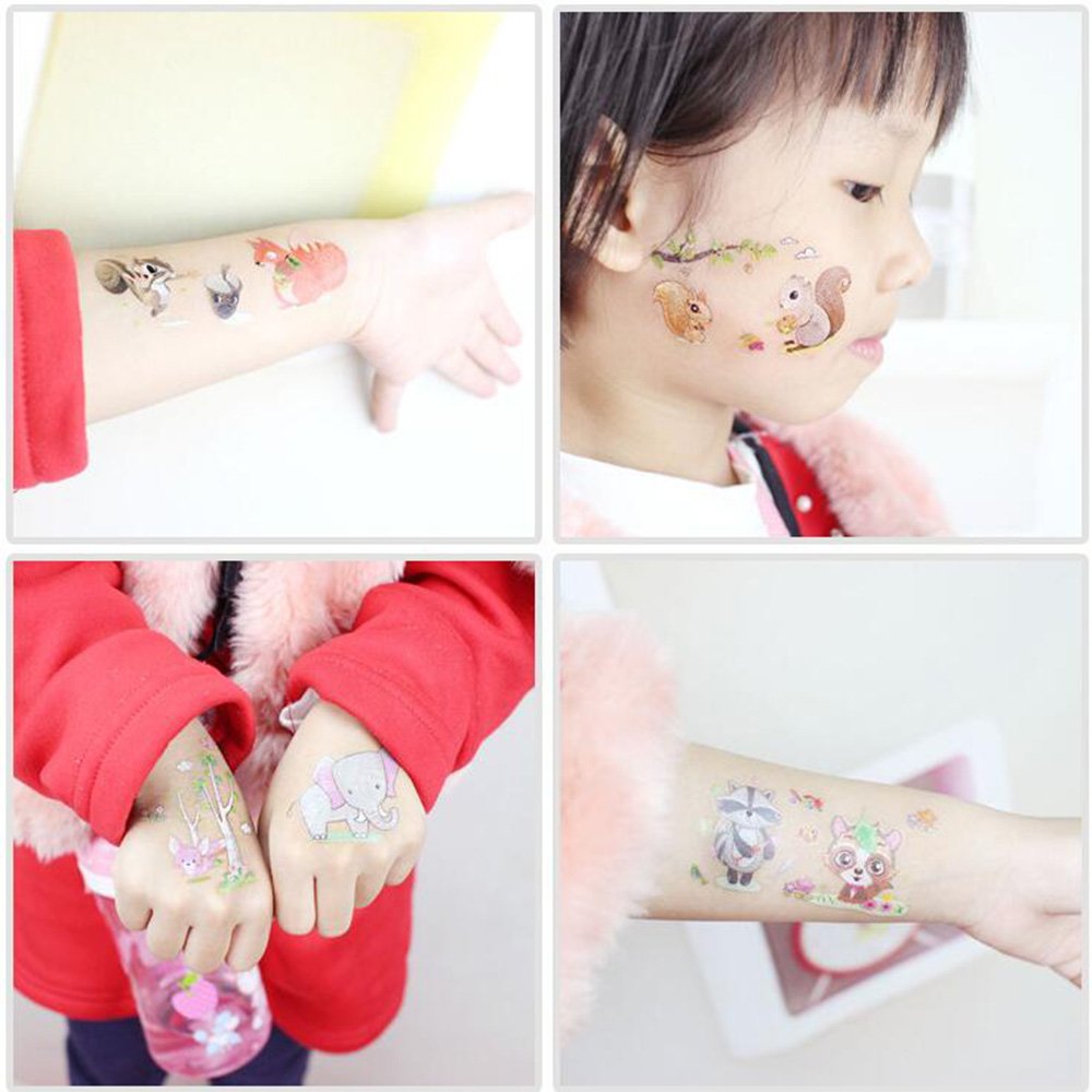 Morkia Tatuajes Temporales Para Niños Niñas, 100pcs Dibujos Animados Animales Perfecto Para piñata Niños Infantiles Fiesta de Cumpleaños Regalo Bolsas Relleno