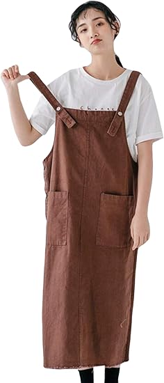 Amazon Rehoodnオーバーオール レディース デニム サスペンダー ノースリーブ オールインワン ゆったりロング丈 スリット ワンピース きれいめ 文芸 無地 ファッション カジュアル お出かけ オールインワン 通販