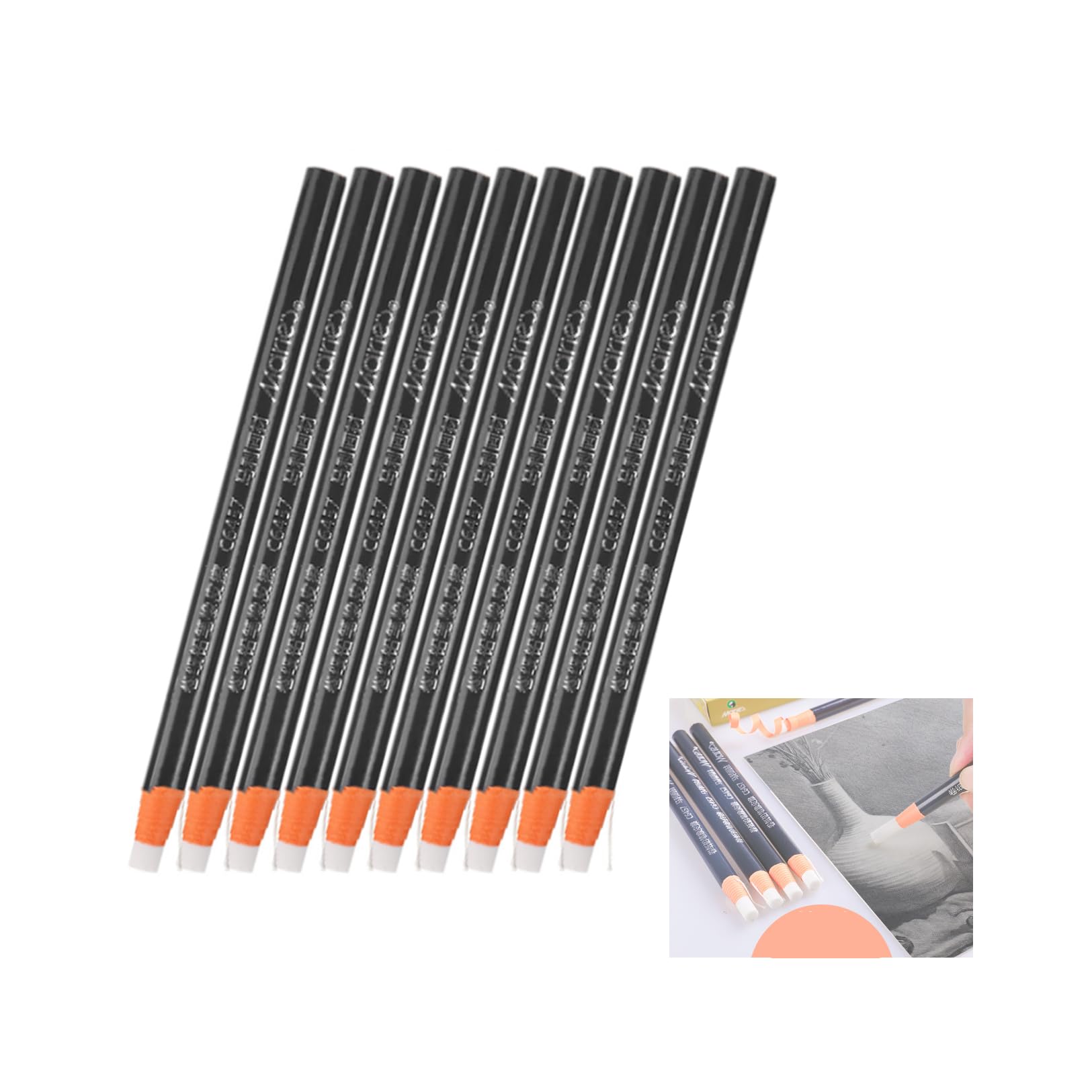 10Pcs Hand Tear Sketch Eraser Pen-Style Shape Pencil Eraser Pen hand tear sketch eraser Charcoal Erasable Pencil Professional Sketch Carbon Pen for Art Wooden Lead Pencils