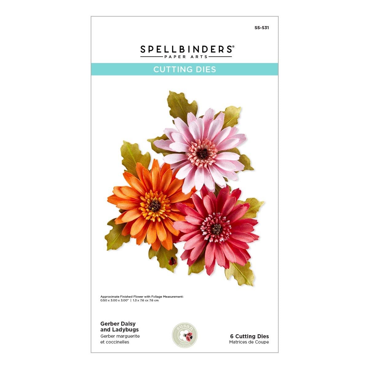 Spellbinders Gerber Daisy and Ladybugs, Grey