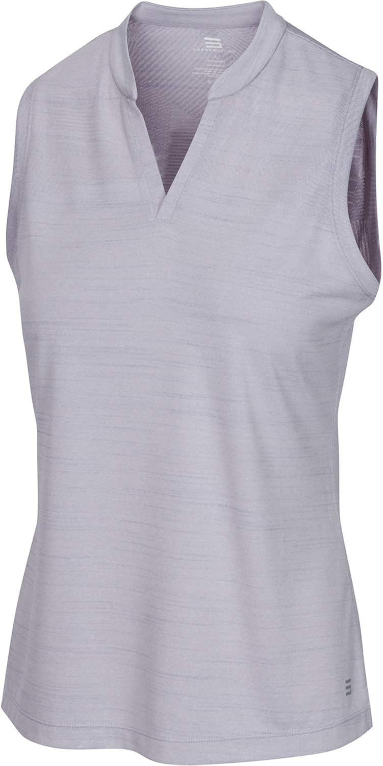 Three Sixty Six Women's Sleeveless Collarless Golf Shirt - Quick Dry Fabric, Lightweight Compression Golf Polo: Clothing