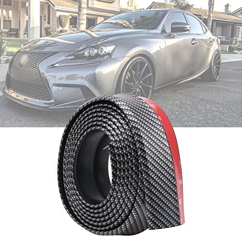 8.2ft/250cm Universal Front Bumper Spoiler, Oxygentle Never Fall Off Carbon Fiber PU Rubber Anti-scratch Front Bumper Lip Splitter Spoiler Body Kit Trim For Car/Truck/SUV