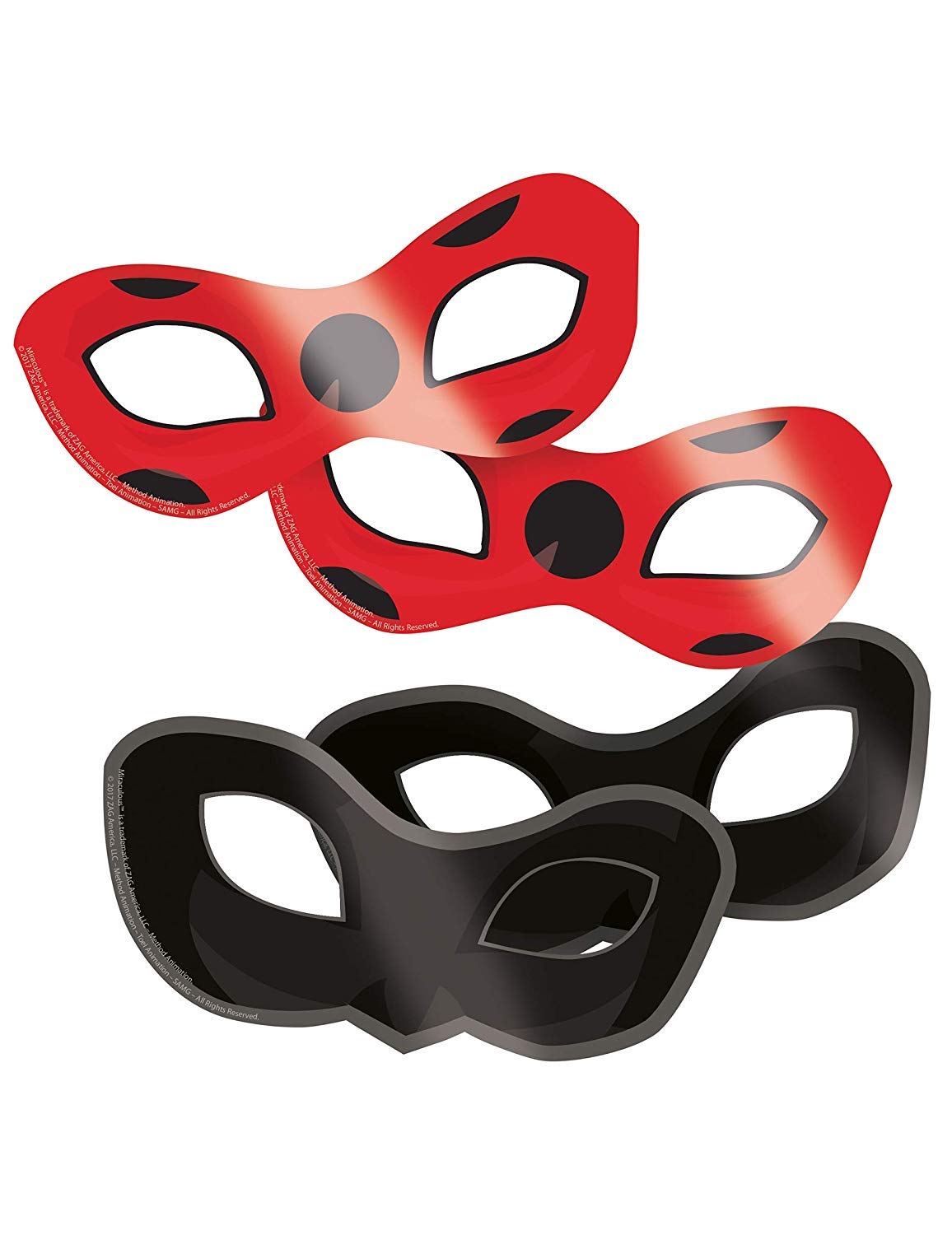 Amscan Miraculous Eye Masks Pack of 8 Black / Red One Size