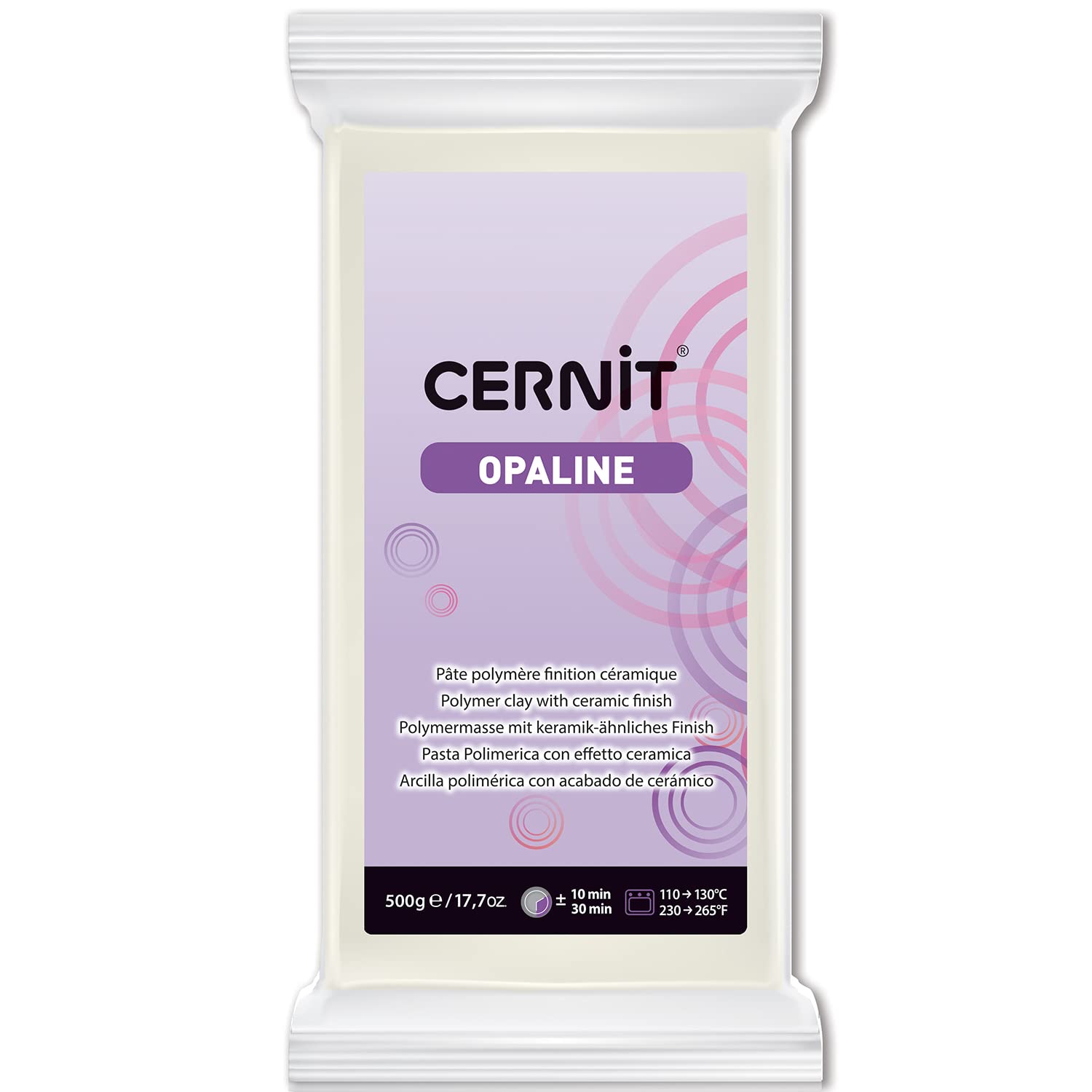 CERNIT CE0880500010C - A Packet of Opaline Effect Polymer Clay Block - Modelling and Baking Clay - White Colour - 500 g Block - Manufactured in Belgium โ image 1