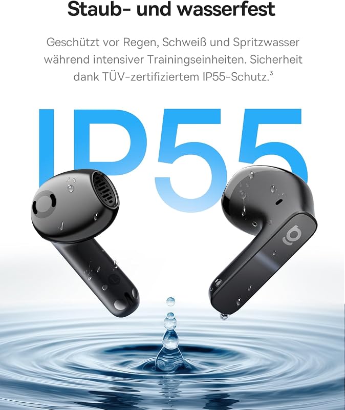 BS1 NC Semi-In-Ear Kopfhörer Bluetooth Noise Cancelling, Kopfhörer Kabellos mit Geräuschunterdrückung, Earbuds mit Hi-Res & LDAC, 6-Mic KI Klarer Anruf, IP55, 40 Std Spielzeit, Bluetooth 6.0