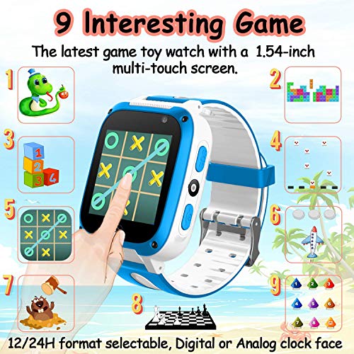 [Free SIM Card]2019 Kids Game Smart Watch Phone,Birthday Gift for 3-14 Age Girl Boy 2 Way Call SOS 1.54'' Kid Smartwatch with 9 Puzzle Game Camera Alarm Clock Touch Screen kids Electronic Learning Toy - Thumbnail 4