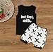 Morecome KidsSleeveless Print T-Shirt Tops And Pants Clothes (6M, Black)