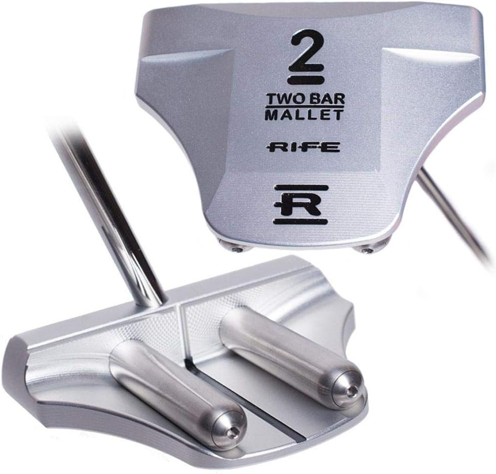 Rife Two Bar Mallet Center Shaft Silver Putter Right