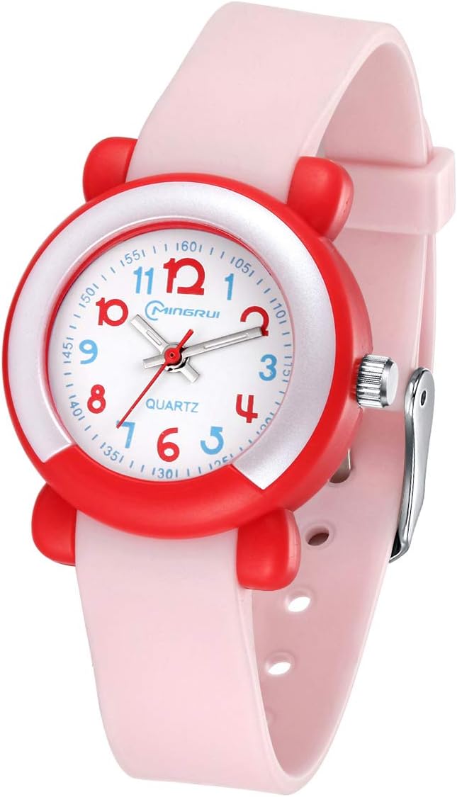 Kids Watch Analog, Child Quartz Wristwatch with for Kids Boys Girls Waterproof Time Teach Watches Rubber Band Analog Quartz Children Sport Outdoor Boys Kids Wrist Watches (Pink 8846)