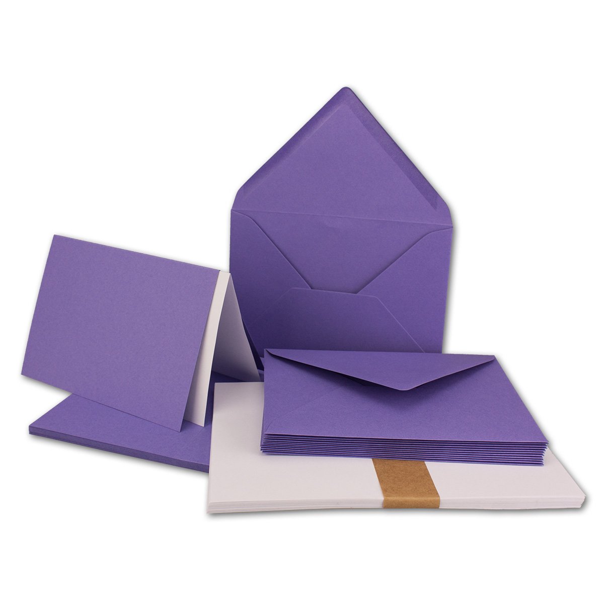 "FarbenFroh by GUSTAV NEUSER" 25x folding cards SET DIN A6/C6 with envelopes in violet including insert 14.8 x 10.5 cm Premium quality FarbenFroh