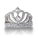Tenfit 925 Silver Princess Crown Ring with CZ