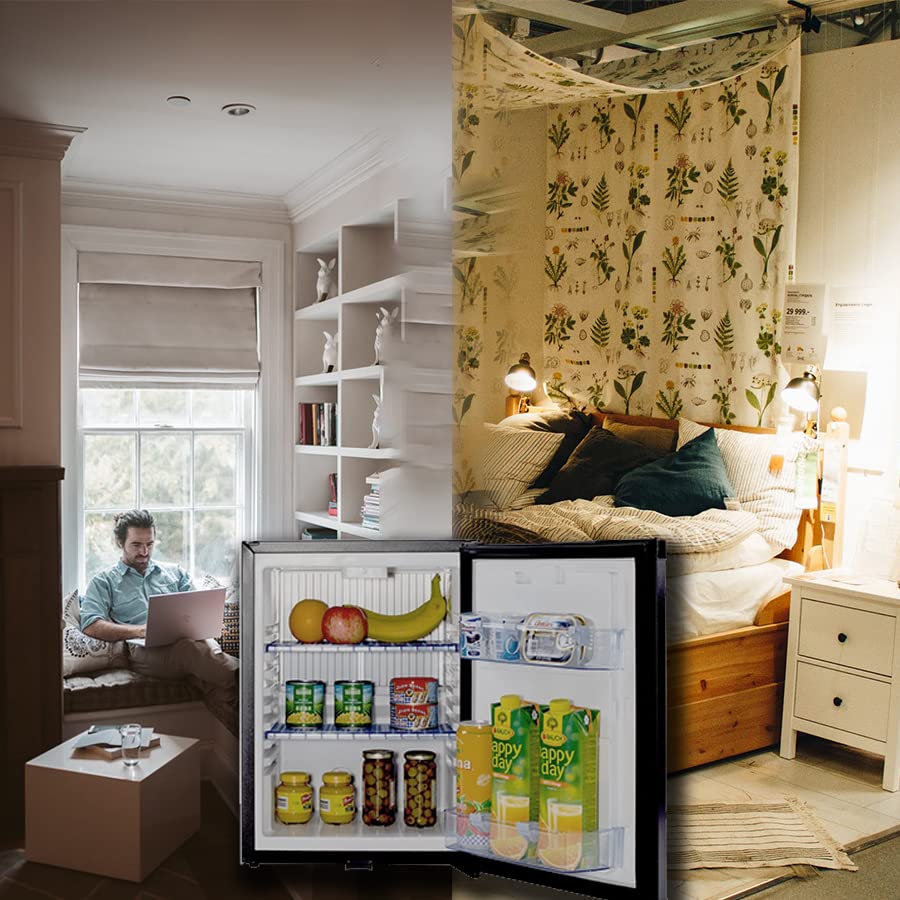 SMETA Mini Fridge with Lock Compact Lockable No Noise Absorption Mini