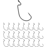 Reaction Tackle Offset EWG Worm Hooks, Extra Wide Gap Texas Rig (25-Pack) | Bass Fishing, Soft Plastics, Creature Baits, Weedless, Flipping, Pitching, Strong Hooksets, Sharp Needle Point, Saltwater