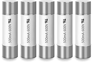 Fast Blowing Fast Acting Ceramic Fuse 0.5A HV510 500mA 600VAC 0.8 x 0.2 Inch Replacement Fuse for Digital Multimeters 5x20mm